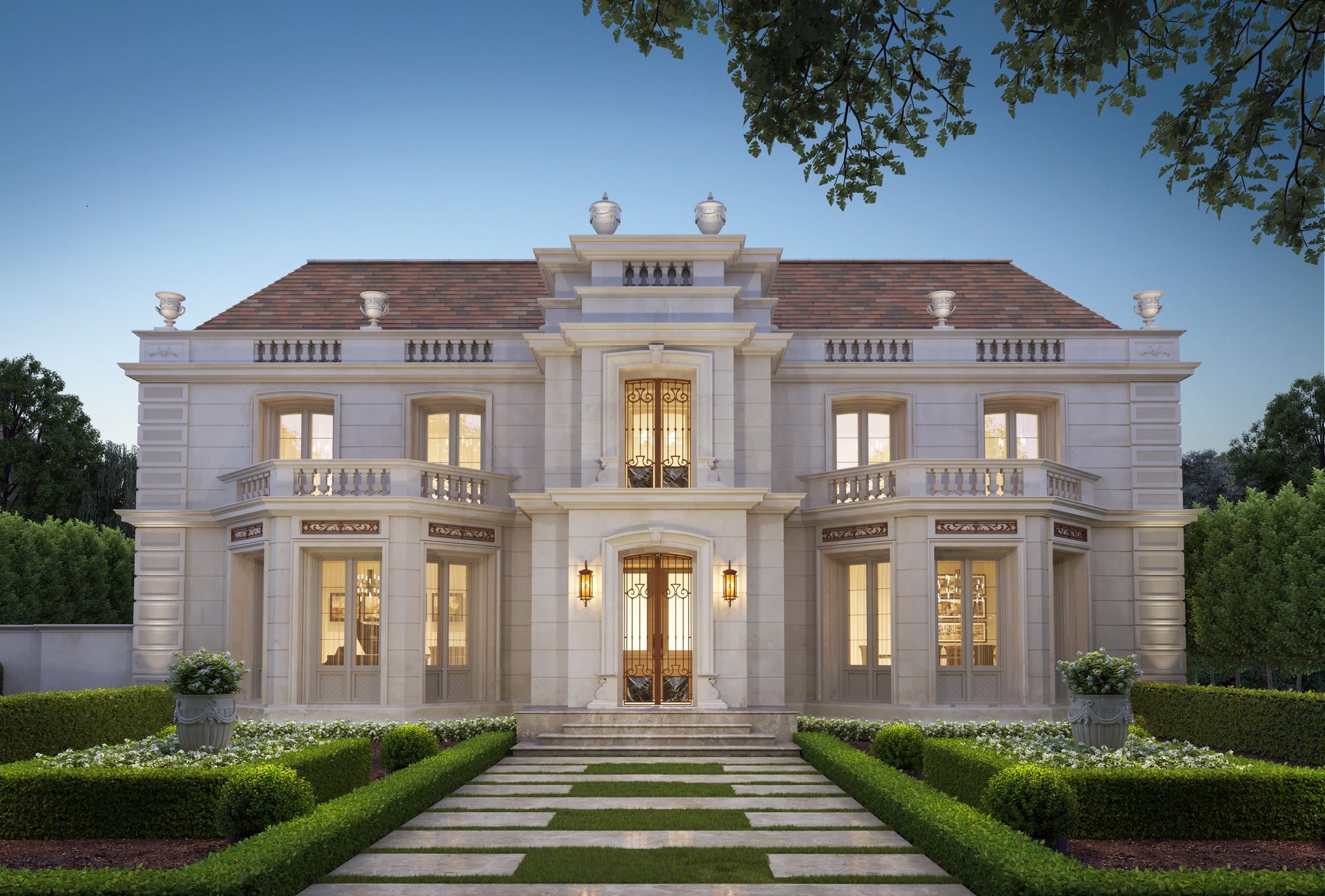 Luxury mansion at night