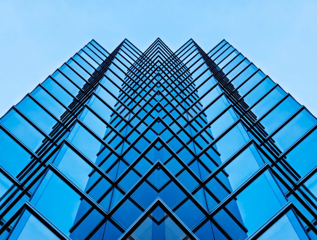Modern commercial building architecture with glass facade